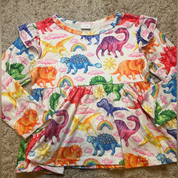 Colorful Dinosaur Print Kids Shirt - Picture 1 of 2